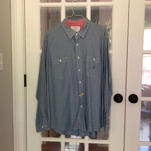 Blue men’s button shirt for summer.